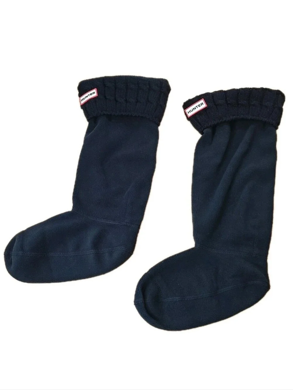 Hunter 3036 Cable Knit Cuff Black Fleece Tall Boot Socks Unisex W 8-10 Men 7-9